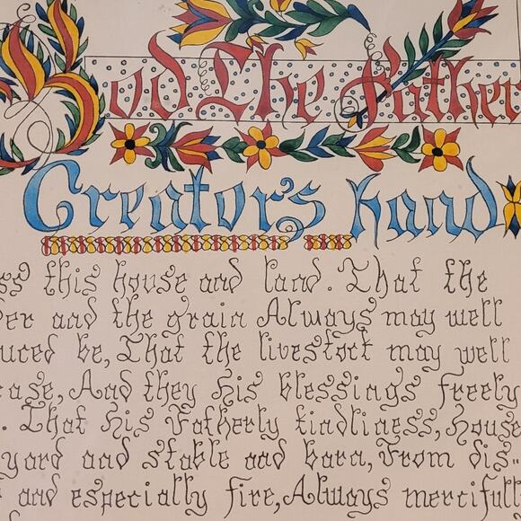 Vntg Mid-Century Louise God the Father’s Hand Framed Folk Art Prayer 15x11 Amish - Picture 8 of 8